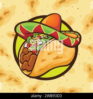 Taco Sombrero logo Vector Design Illustration de Vecteur