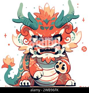 dessin animé vectoriel chinois angry dragon 2024 Illustration de Vecteur