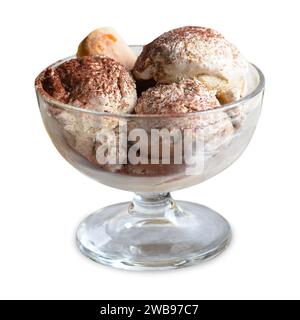 Crème glacée tiramisu, dessert savoureux sur fond blanc isolé Banque D'Images