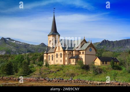 Cathédrale de Vagan Lofoten en Norvège, la municipalité. Banque D'Images