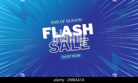 Flash sale Shopping Poster ou bannière avec icône Flash et texte 3D sur fond bleu. Conception de modèle de bannière de vente Flash pour les médias sociaux et le site Web. Illustration de Vecteur