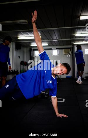 Oliva, Espagne. 09 janvier 2024. Daniel Schmidt photographié en action lors du camp d'entraînement hivernal de l'équipe belge de football KAA Gent, à Oliva, Espagne, mardi 09 janvier 2024. BELGA PHOTO JASPER JACOBS crédit : Belga News Agency/Alamy Live News Banque D'Images