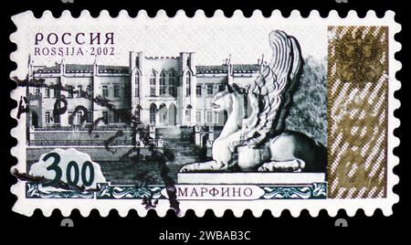 MOSCOU, RUSSIE - 17 NOVEMBRE 2023 : le timbre-poste imprimé en Russie montre Marfino Mansion, 4e émission courante de la série Fédération de Russie, vers 200 Banque D'Images