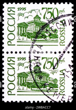 MOSCOU, RUSSIE - 17 NOVEMBRE 2023 : 1 timbres-poste imprimés en Russie montrent la Bibliothèque d'État russe (l'ancien bâtiment), Moscou, 21ème émission courante Banque D'Images