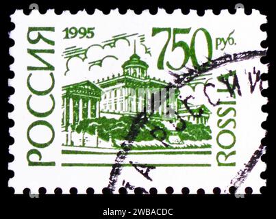 MOSCOU, RUSSIE - 17 NOVEMBRE 2023 : 1 timbres-poste imprimés en Russie montrent la Bibliothèque d'État russe (l'ancien bâtiment), Moscou, 21ème émission courante Banque D'Images