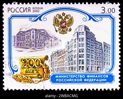 MOSCOU, RUSSIE - 17 NOVEMBRE 2023 : le timbre-poste imprimé en Russie montre le ministère des Finances, série Bicentenaire des ministères gouvernementaux, vers 2002 Banque D'Images