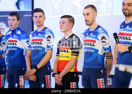 Calpe, Espagne. 09 janvier 2024. Le Belge Remco Evenepoel et ses coéquipiers photographiés lors de la journée des médias de l’équipe cycliste Soudal Quick-Step à Calpe, Espagne, mardi 09 janvier 2024. BELGA PHOTO JOMA GARCIA I GISBERT crédit : Belga News Agency/Alamy Live News Banque D'Images