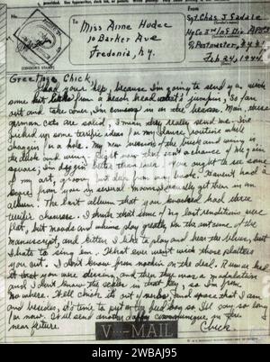 Lettre, V-mail, d'un soldat du HQ comp, 3rd Infantry division, à sa femme, Italie - 1944 Banque D'Images