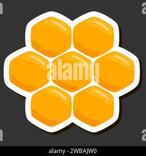Illustration sur le thème pour l'étiquette de sucre coulant vers le bas miel dans le nid d'abeille avec abeille, étiquette composée de kit miel collant au nid d'abeille hors abeille, miel Illustration de Vecteur