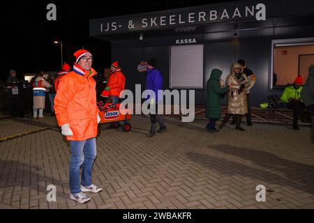 Winterswijk, pays-Bas. 9 janvier 2024. WINTERSWIJK, PAYS-BAS - 9 JANVIER : lors du premier marathon sur glace naturelle du KNSB le 9 janvier 2024 à Winterswijk, pays-Bas. (Photo de Ben gal/Orange Pictures) crédit : dpa/Alamy Live News Banque D'Images