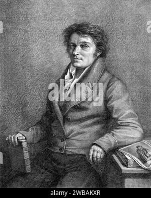 Alois Senefelder. Portrait de l'acteur et dramaturge allemand Johann Alois Senefelder (1771-1834) par Lorenzo Quaglio le Jeune, lithographie, 1818. Senefelder a inventé la technique d'impression de la lithographie dans les années 1790 Banque D'Images