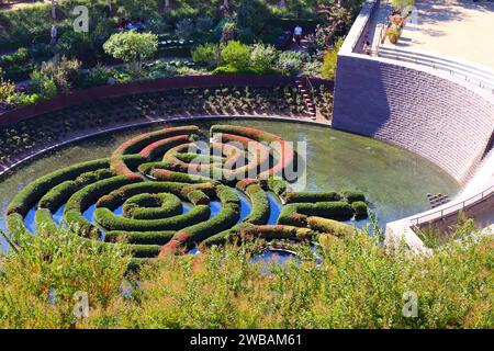 Los Angeles, Californie : vue du jardin central de Robert Irwin au Getty Center Museum Banque D'Images