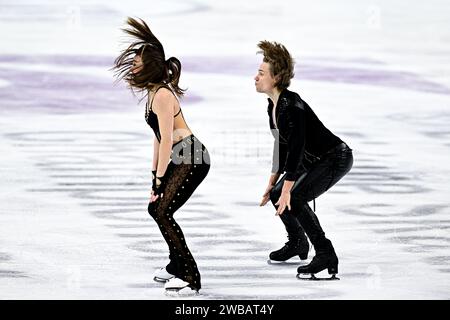 Allison REED & Saulius AMBRULEVICIUS (LTU), lors des essais de danse sur glace, aux Championnats d’Europe de patinage artistique ISU 2024, à l’algiris Arena, le 9 janvier 2024 à Kaunas, Lituanie. Crédit : Raniero Corbelletti/AFLO/Alamy Live News Banque D'Images