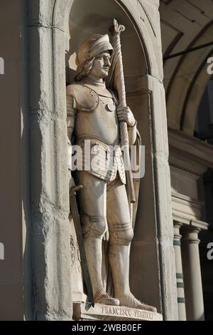 Statue du pont Ponte Vecchio à Florence Italie Banque D'Images