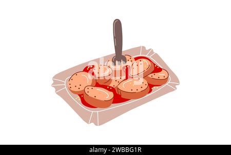 Currywurst doigt allemand avec sauce tomate.Vector illustration Illustration de Vecteur