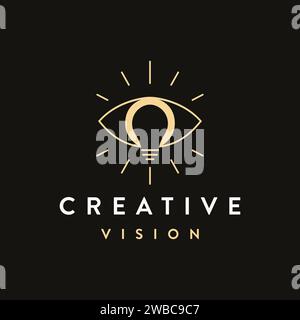 Oeil et ampoule d'éclairage, vecteur de logo de vision créative Illustration de Vecteur