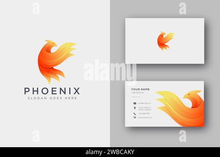 Icône moderne Brave phoenix logo et modèle de carte de visite Illustration de Vecteur