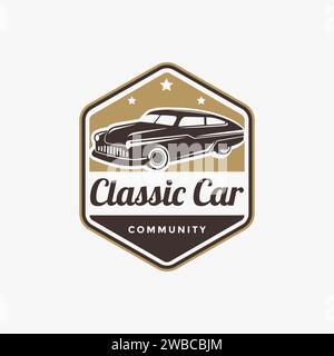 Emblème rétro vintage logo de voiture classique haut de gamme Illustration de Vecteur