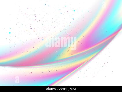 Les ondes floues holographiques et les petites particules abstraites de fond. Conception vectorielle Illustration de Vecteur