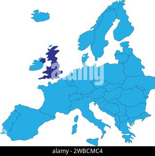 Carte de localisation du ROYAUME-UNI DE GRANDE-BRETAGNE ET D'IRLANDE DU NORD, EUROPE Illustration de Vecteur