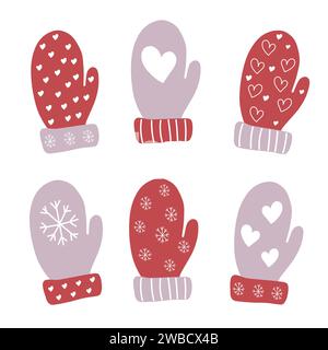 Accessoires d'hiver. Moufles de style Doodle Illustration de Vecteur