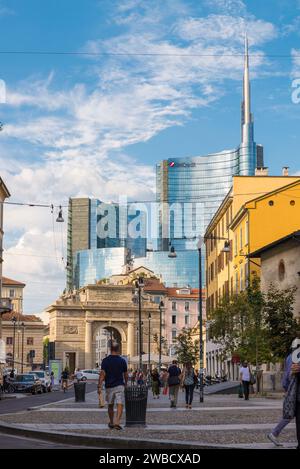 Milan ville, avec la tour Unicredit, siège de la banque Unicredit, Italie Banque D'Images