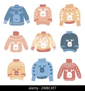 Accessoires d'hiver. Pulls moches de Noël Illustration de Vecteur