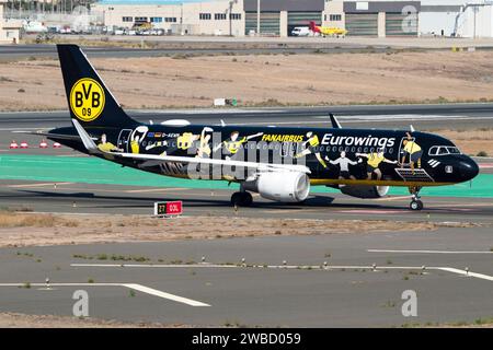 Airbus A320 Airliner de la compagnie Eurowings avec peinture spéciale BVB Fanairbus Banque D'Images