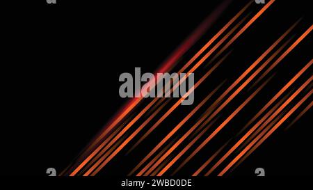 Fond abstrait noir avec des rayures orange et blanches. Design moderne de bannière abstraite large sombre. Illustration de Vecteur