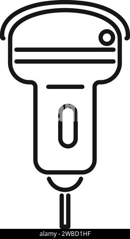 Vecteur de contour de l'icône d'examen cardiaque. Clinique d'échographie. Dispositif de raclage Illustration de Vecteur