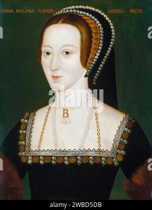 Anne Boleyn (vers 1501 ou 1507-1536), reine d'Angleterre (1533-1536), portrait à l'huile sur panneau, 1584-1603 Banque D'Images