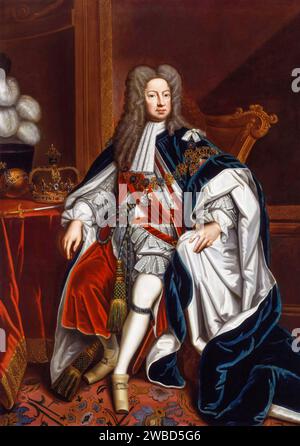 George Ier de Grande-Bretagne et d'Irlande (1660-1727), règne (1714-1727), dans Robes du couronnement, portrait à l'huile sur toile par l'atelier de Sir Godfrey Kneller, 1714-1725 Banque D'Images