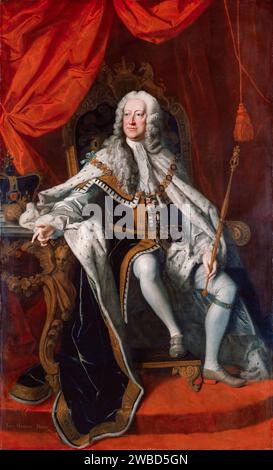 Roi George II de Grande-Bretagne (1683-1760), portrait à l'huile sur toile de Thomas Hudson, 1744 Banque D'Images