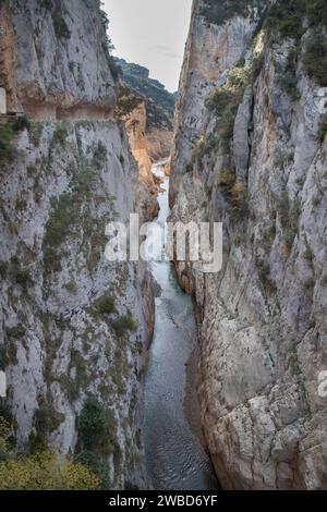 Une vue panoramique sur la réserve naturelle Congost de Mont-rebei en Espagne. Banque D'Images