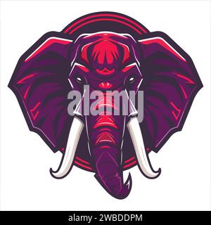 vecteur de conception de logo de mascotte d'éléphant avec style de concept d'illustration moderne pour l'impression de badge, d'emblème et de tshirt. illustration d'éléphant en colère avec des pieds Illustration de Vecteur