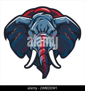 vecteur de conception de logo de mascotte d'éléphant avec style de concept d'illustration moderne pour l'impression de badge, d'emblème et de tshirt. illustration d'éléphant en colère avec des pieds Illustration de Vecteur