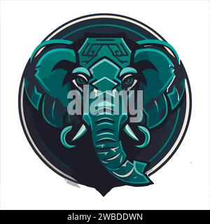 vecteur de conception de logo de mascotte d'éléphant avec style de concept d'illustration moderne pour l'impression de badge, d'emblème et de tshirt. illustration d'éléphant en colère avec des pieds Illustration de Vecteur