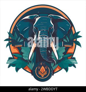 vecteur de conception de logo de mascotte d'éléphant avec style de concept d'illustration moderne pour l'impression de badge, d'emblème et de tshirt. illustration d'éléphant en colère avec des pieds Illustration de Vecteur