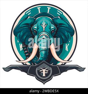 vecteur de conception de logo de mascotte d'éléphant avec style de concept d'illustration moderne pour l'impression de badge, d'emblème et de tshirt. illustration d'éléphant en colère avec des pieds Illustration de Vecteur