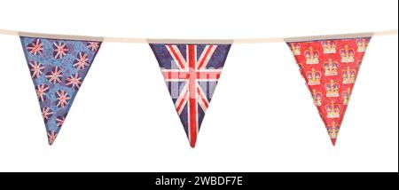 Célébrant la Grande-Bretagne British Bunting isolé sur un fond blanc Banque D'Images