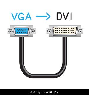 Câble d'interface matérielle VGA-DVI Illustration de Vecteur