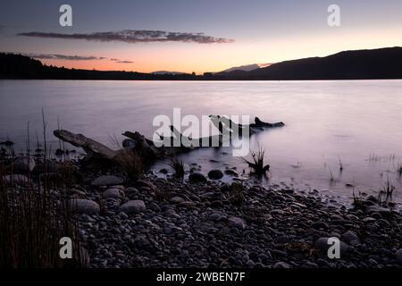 Coucher de soleil sur le lac te Anau Banque D'Images