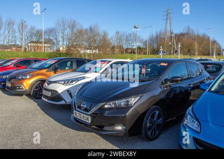 2020 Nissan Leaf N-Connecta 150 Electric 40Kwh Auto Black car Hatchback Electricité 110 kW voiture familiale électrique ; voitures d'occasion à vendre à Preston, Royaume-Uni Banque D'Images