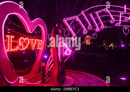 Shenyang, Chine. 10 janvier 2024. Les habitants regardent des lanternes au parc Bitang à Shenyang, en Chine, le 10 janvier 2024. (Photo Costfoto/NurPhoto) crédit : NurPhoto SRL/Alamy Live News Banque D'Images