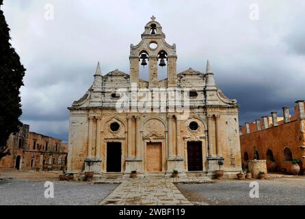 Monastère église, monastère Arkadi, Moni Arkadi, Monument National, Crète, Grèce Banque D'Images