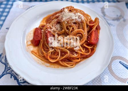 Spaghetti al Pomodoro, Gênes, Italie Banque D'Images