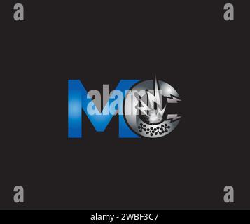 Electric Energy abstrait MC lettre logo créatif technologie Design Bleu ou argent couleur Illustration de Vecteur