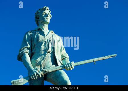 Le Capitaine Parker statue sur la bataille de Lexington Green, Green, Lexington, Massachusetts Banque D'Images