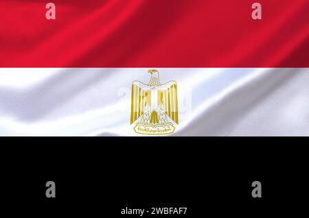 Le drapeau de l'Egypte, drapeau national. L'Egypte est un pays en Afrique du Nord, Moyen-Orient, pyramides colossales, vallée fertile du Nil, capitale est le Caire. Le Banque D'Images