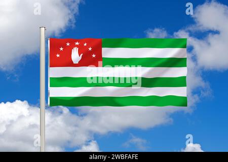 Le drapeau de l'Abkhazie. La République d'Abkhazie, qui fait partie de la Géorgie, borde la mer Noire au sud du Caucase. La capitale est Sochumi. Le Banque D'Images